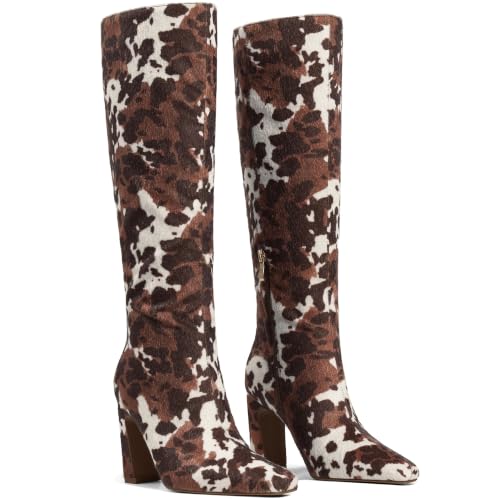 Image of Lovee Cosee Knee High Boots Women Square Toe Chunky Heel Classic Tall Boots | 3.34inch Heels with Side Zipper,Fashion Trendy City Walking Heeled Boots ,Long Dress Boots for Women,Office Work Boot