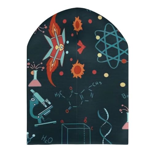 Science Pattern Kids Beanie Hat for for Girls Boys Children Cap Winter Knitted Chemo Cancer Headwear Accessories Gifts Decoration Black3