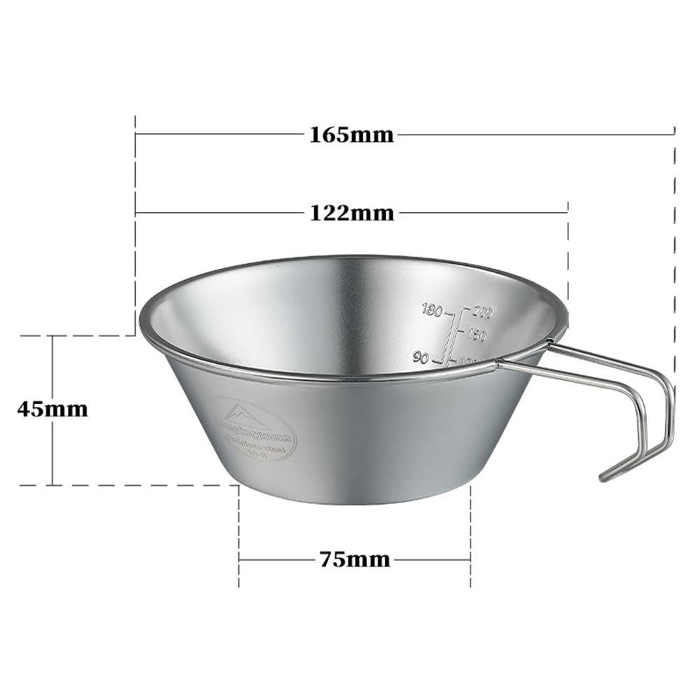 Campingmoon Camping Outdoor Supplies, Picnic Dinner Bowl, Camping Coffee Cup, Portable Stainless Steel Snow Bowl (S220)