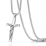 Eusense Crucifix Necklace Men Women Cross Pendant Sterling Silver Cruz Crucifijo De Plata 925 Para Hombres Mujeres Jesus Cross Jewelry