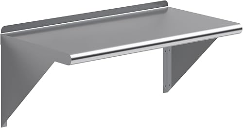 AmGood Estantería de pared de acero inoxidable  Certificado NSF  Estantería metálica para electrodomésticos y equipos  Cocina, Restaurante, Garaje,