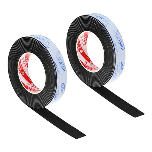 PATIKIL 1" W x 5/64" T x 16.4Ft EVA Single Sided Foam Tape, 2Pcs Multipurpose Sealing Strip Foam Waterproof Weather Stripping Foam Sealing Foam Strips with Adhesive for Door, Black