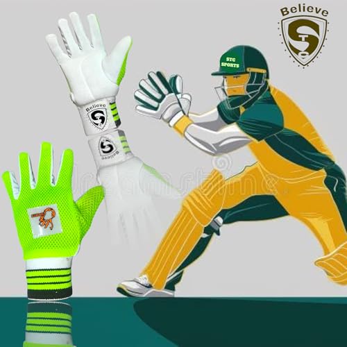 Image of Cricket Wicket Keeping Inner Gloves | Green-Lemon | Cotton | Men |Quality Products | 100% Customer Satisfaction | Comfortable & Durable Fit
