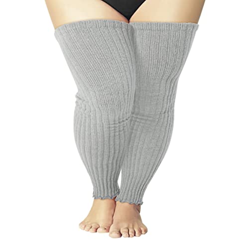 Image of Women's Plus Size Leg Warmers Knit Over Knee High Footless Socks for Thick Thighs