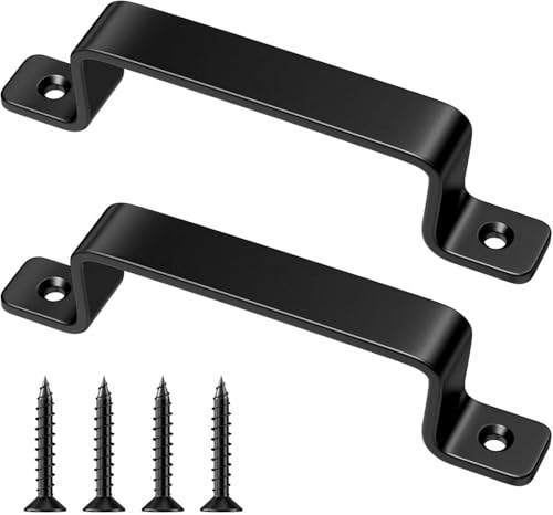 Brysalis 2 Piezas Tirador Puerta Corredera Auxiliar, Tirador Puerta Exterior, Metal Tiradores Puertas Correderas, Manijas de Puerta de Granero, Manilla Agarrador Puerta con Tornillos (Negro, 185mm)