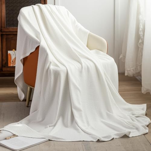 Image of AmyHomie Cooling Waffle Blanket King Size, 100% Rayon Derived from Bamboo