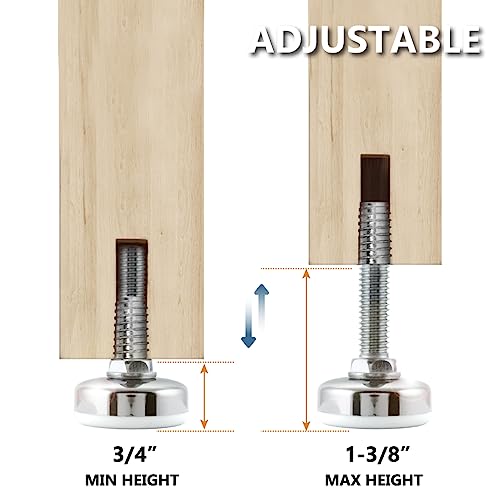 POWERTEC Threaded Leveling Feet 4PK with 3/8"-16 Threaded Inserts, Heavy Duty Adjustable Furniture Levelers with Large Nylon Foot for Cabinets, Benches, Tables & More (71189) by POWERTEC - Image 3