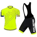 Herren Radtrikot Set Kurzarm mit 3D Sitzpolster Sommer Atmungsaktives Radtrikot+Fahrrad Rennrad Schnell Trockend Stoff für MTB Fahrrad Rennrad Grün L