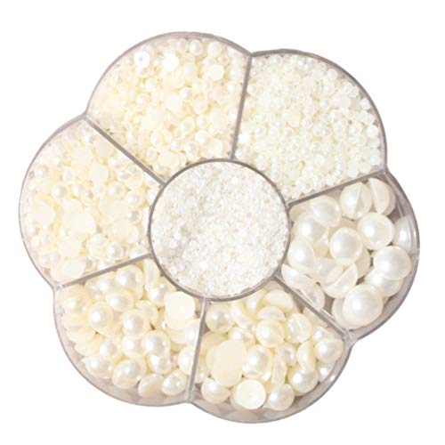 HEALLILY 5600Pcs Metade Rodada Pérolas Flatback Cabochão Pérola Pérolas para DIY Craft Scrapbook Nai