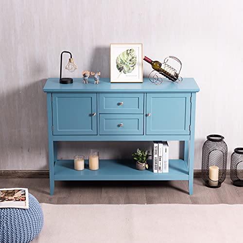 LOKO-Buffet-Cabinet-with-Storage-Multifunctional-Console-Table-with-Ample-Storage-Space-Sideboard-with-Drawers-for-Kitchen-Dining-Room-Living-Room-or-Entryway-46-x-15-x-34-inches-Blue LOKO Buffet Cabinet with Storage Multifunctional Console Table with Ample Storage Space Sideboard with Drawers for Kitchen Dining Room Living Room or Entryway 46 x 15 x 34 inches Blue