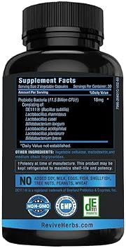 Advanced Probiotic with DE111 Strain (Bacillus subtilis). Spore Forming Probiotic. No Refrigeration Needed. 11.5 Billion Organisms. Probiotics for Women and Men. 60 Vegetable Capsules.