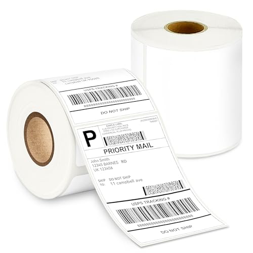 Image of GLUN 4x6 Inch (100x150mm) Direct Thermal Shipping Labels Self-Adhesive, 400 Label Per Roll Printer Friendly Pack of 2