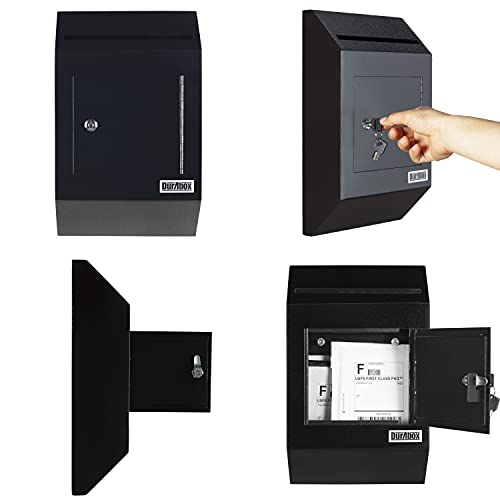 Durabox Drop Box Deposit Safe 10 x 4 x 16” Heavy Duty Steel with Slim Profile Wall Mailbox with Wide Deposit Slot for Letters, Documents Checks and Cash for Home, Office & Commercial (W300) (Black) by Durabox - Image 9