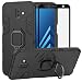 BestAlice for Samsung Galaxy J6 Plus/J6 Prime 2018/J6+ Case, Hybrid Heavy Duty Protection Shockproof Defender Kickstand Armor Case Cover Tempered Glass Screen Protector，Black