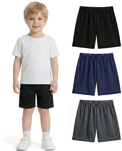 PUMYOON Toddler Shorts Toddler Boy Shorts Boys Athletic Shorts Kids Soccer Shorts Active Shorts 2T 3T 4T 5T 6T 3 Pack