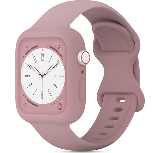 Image of Silicone Bands Bumper Case Compatible with Apple Watch Band 38mm 40mm 41mm 42mm 44mm 45mm 46mm 49mm Women Men, Sport Strap Protective Cover Wristband for iWatch Ultra Series 11 10 9 8 SE 7 6 5 4 3 2 1