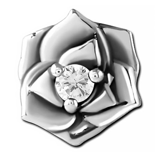 Inoki - Rose acier et strass pour tige 1.2mm vis interne ou micro-dermal