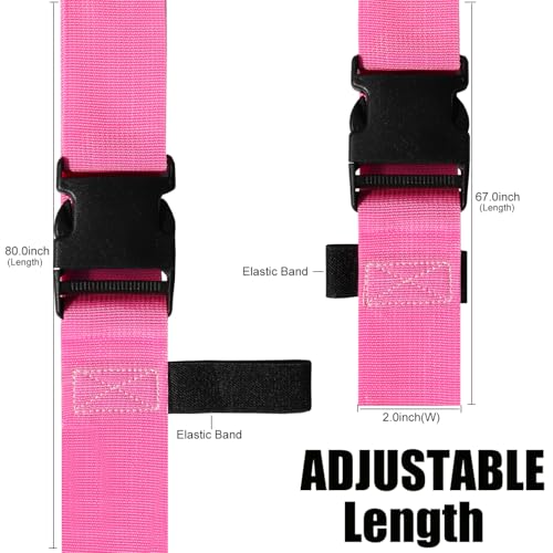 Image of Luggage Straps for Suitcases TSA Approved-2 Pack Bright Personalized Luggage Belt Strap for Suitcase /Carry On Bag Luggage Accessories for Travel (Pink)