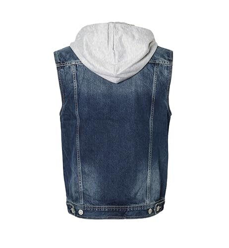URBANJ Men's Hooded Denim Vest Sleeveless Jean Jacket2