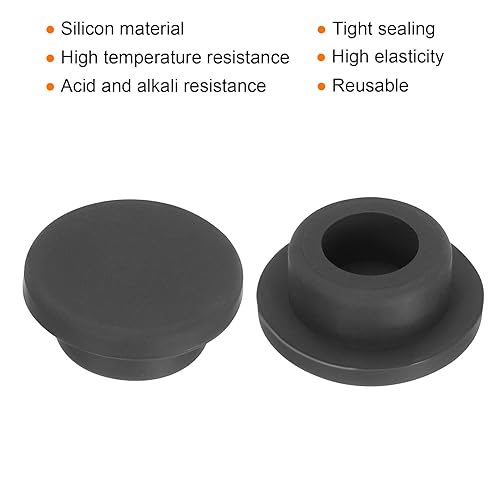 Image of uxcell High Temp Silicone Plug Mount Dia 25mm /0.98 inch T Shaped Rubber Stopper Hole Plugs for Powder Coating Plating Waterproof Plugs Sealing Plugs Black Pack of 10(OD 35mm)