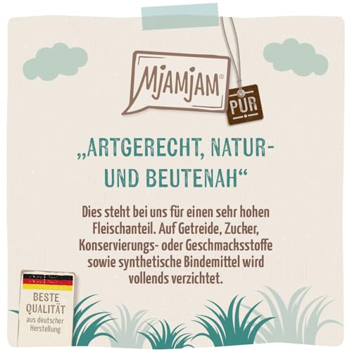 MjAMjAM - Premium Nassfutter für Katzen - Quetschie - purer Fleischgenuss - gute Pute pur, 12er Pack (12 x 125 g), getreidefrei mit extra viel Fleisch