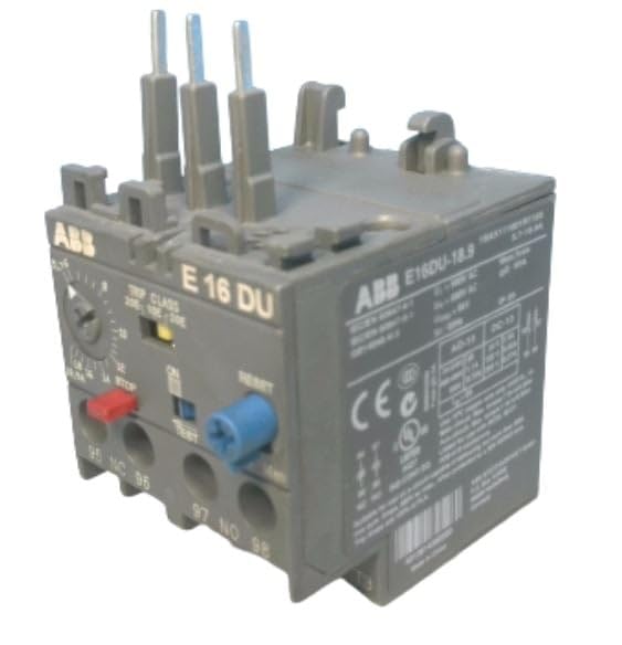 ABB E16DU18.9 Overload Relay, 690 VAC, 5.7 - 18.9 A, 1 NO - 1 NC, 3 Pin