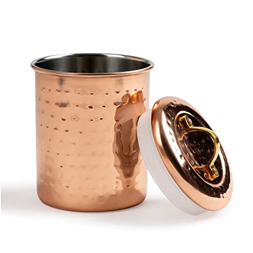Nu Steel 1 Quart Air Tight Copper Plated Antique Food Canister & Caddy - Stainless Steel & Copper #TOP1