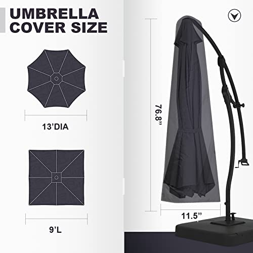 Skyfiree Umbrella Cover Patio Cantilever Umbrella Cover Waterproof Outdoor Offset Umbrella Cover 600D Oxford Fabric Hanging Umbrella Cover For 7-11Ft Parasol Black #TOP1