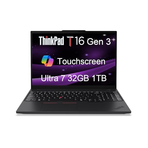 Lenovo ThinkPad T16 Gen 3 Business AI PC Laptop (16' FHD+ Touchscreen, Intel 12-Core Ultra 7 155U ( i7-1355U), 32GB DDR5, 1TB SSD), 2x Thunderbolt 4, Fingerprint, Backlit, 5MP Webcam, Win 11 Pro