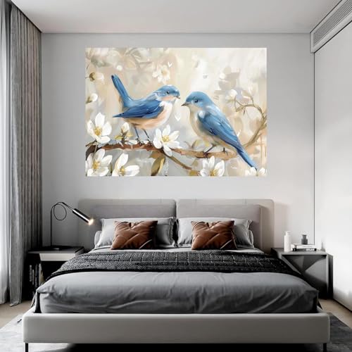 Impression d'art fleur et oiseau WODJEM tableau moderne encadré haut de gamme