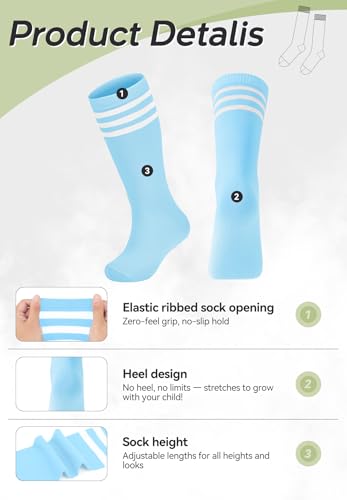 Zando Toddler Soccer Socks Baseball Softball Football Socks Tube Athletic Socks Uniform Socks Knee High Socks for Girls3