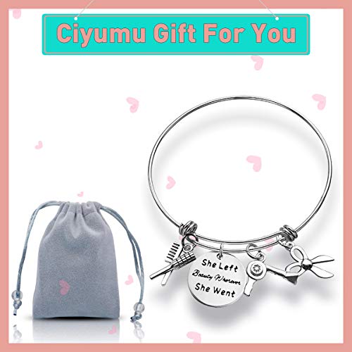 Hairdresser Gift Hair Stylist Charm Bracelet Hairdresser Jewelry Hair Stylist Gift She Left Beauty Wherever She Went Bangle Hairstylist Cosmetology Graduation Gift Her,Gift For Stylists Jewelry #TOP6