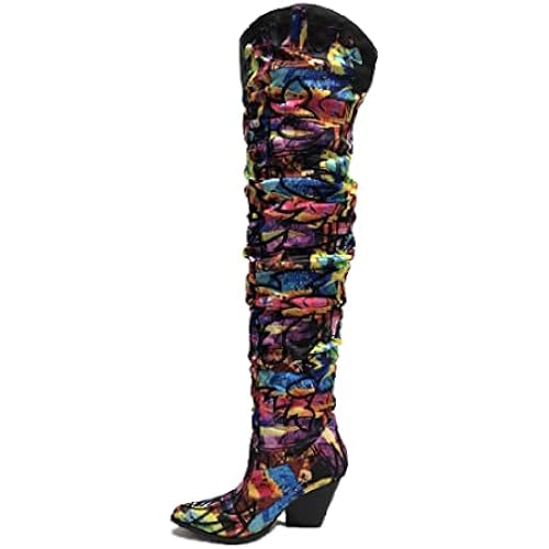 Cape Robbin Women's Western Thigh High Over The Knee Cowboy Cowgirl Boots - Chunky Block Heel Fashion Boots for Women (KELSEY-21)