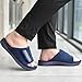 ONCAI Mens House Slippers with Arch Support，Fur Slides with Orthopedic for Plantar Fasciitis Footbed and Adjustable Strap Darkblue Size 11