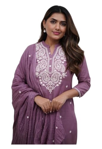 Kurta imprimé Chanderi vert LookMark avec dupatta et manches 3/4
