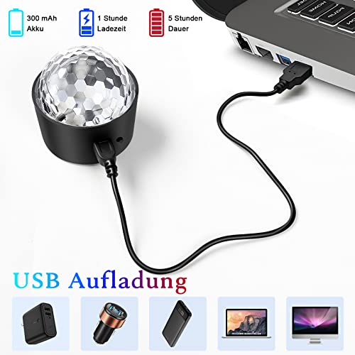 Mini Discokugel, SEBRUANC Disco Lichter LED Party Lights Musikgesteuert licht 380mAh USB Type C DJ Strobe Ball mit Nachtlicht für Kinder Parties Geburtsta, KTV, Weihnachten Geschenk