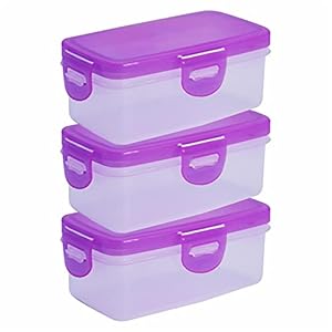 Wonder Plastic Prime Klick N Seal 51 Air Tight Container, Set of 3, 150 ml, Violet Color, Made in India, KBS00488