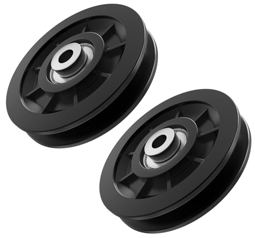 Anobeyi 90mm/3.5" Nylon Bearing Gym Pulley Wheel, Universal Exercise Replacement Pulleys for Home Gym Equipment Parts, Cable Machine Accessories, Garage Door Wheel System (Black-2pcs)