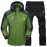 [ベンケ] 【雨風に強い】 アウトドア ジャケット レインスーツ 上下 セット 登山服 マウンテンパーカー レインウェア 防寒 防風 撥水 登山 ウェア バイク 釣り フィッシング 自転車 トレッキング ツーリング フード付き ウインドブレーカー おしゃれ 春服 パンツ ズボン アウター (グリーン L)