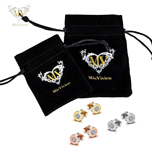 Boucle d'oreille acier inoxydable anti-allergie avec zirconium brillant - 5