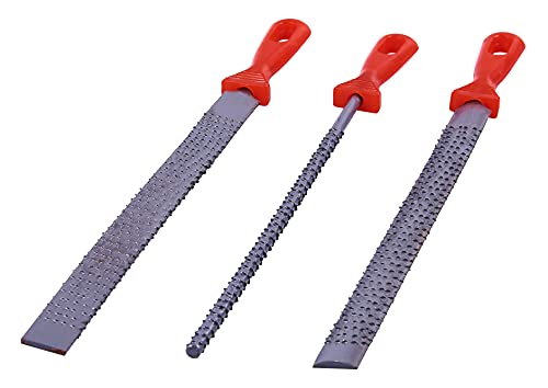 Amtech - 3 Piece Rasp File Set Hardened Steel with Flat Round and Half-Round Files Ideal for Wood Metal and Plastic Shaping