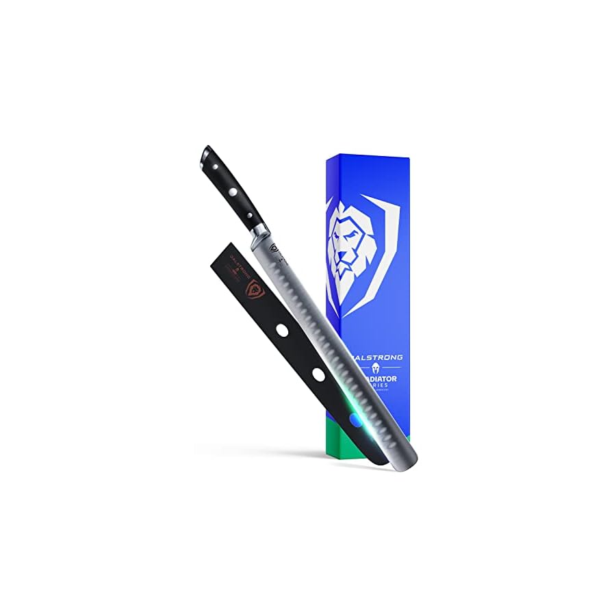 Dalstrong Slicing Knife - 12 inch - Gladiator Series Elite - Granton Edge - Forged High-Carbon German Steel- G10 Handle - Razor Sharp Carving Knife Gift - w/Sheath - Slicer - NSF Certified