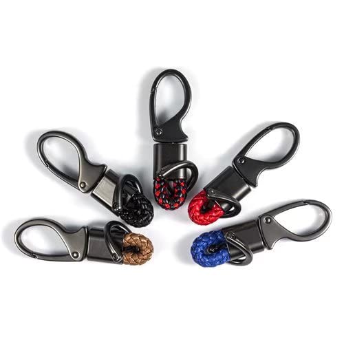 Image of Car Keychain Accessories Leather Holder Keyfob Sturdy Metal Carabiner Key Chains for Women and Men