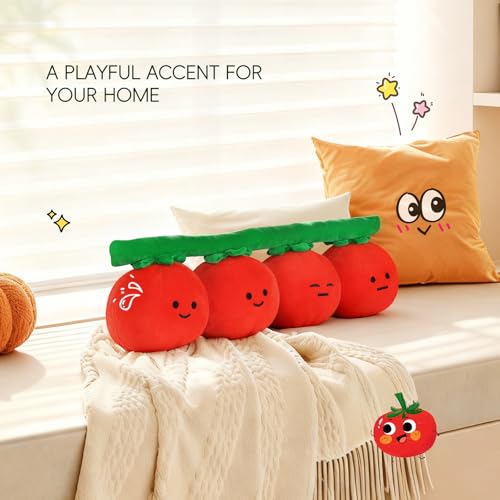 Image of LANPU Tomato Throw Pillow, Soft Plush Fruit Cushion for Sofa, Bed and Couch