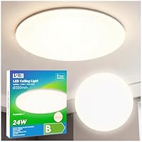 L5L3D LED Deckenleuchte Φ35cm, IP54 Wasserfest, 195 lm/W 4450LM 24W 4000K Neutralweiß, Rahmenloses Design für Küche, Badezimmer, Wohnzimmer, Flur, Keller und Balkon (mit Energieklasse-B Lichtquelle)