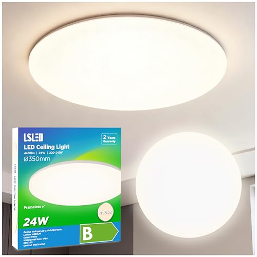 L5L3D LED Deckenleuchte Φ35cm, IP54 Wasserfest, 195 lm/W 4450LM 24W 4000K...