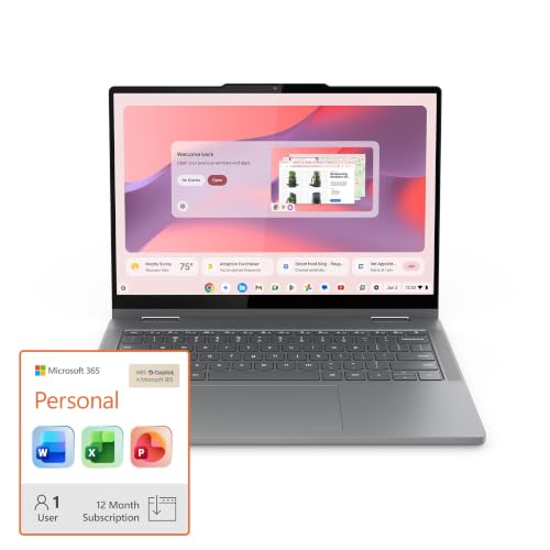 Image of Lenovo Chromebook 2-in-1 - Intel N150 CPU - 14 inch WUXGA IPS Touchscreen - 4GB RAM - 128GB UFS Storage + Microsoft 365 Personal 12-Month Subscription Bundle