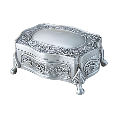 Boîte à bijoux vintage pour bagues et colliers en métal gravé