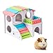 LEZED Nascondigli Per Criceti, Casa Per Criceti, Hamsters House, Animali Di Piccola Taglia Villa a Doppio Strato Giocattolo Del Montaggio Del Balcone, per Criceto Nano, Cincillà, Gerbillo(17*15*16cm)