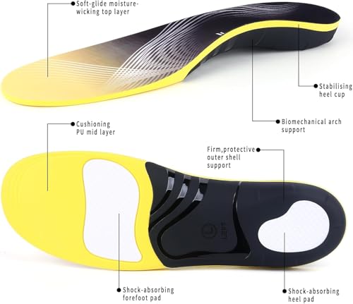 Image of (2025) Plantar Fasciitis Insoles for Women & Men - Orthotic Arch Support Insoles for Pain Relief - Cushioned Shoe Inserts for Standing All Day, Work Boots, Flat Feet & Heel Spurs - Comfortable